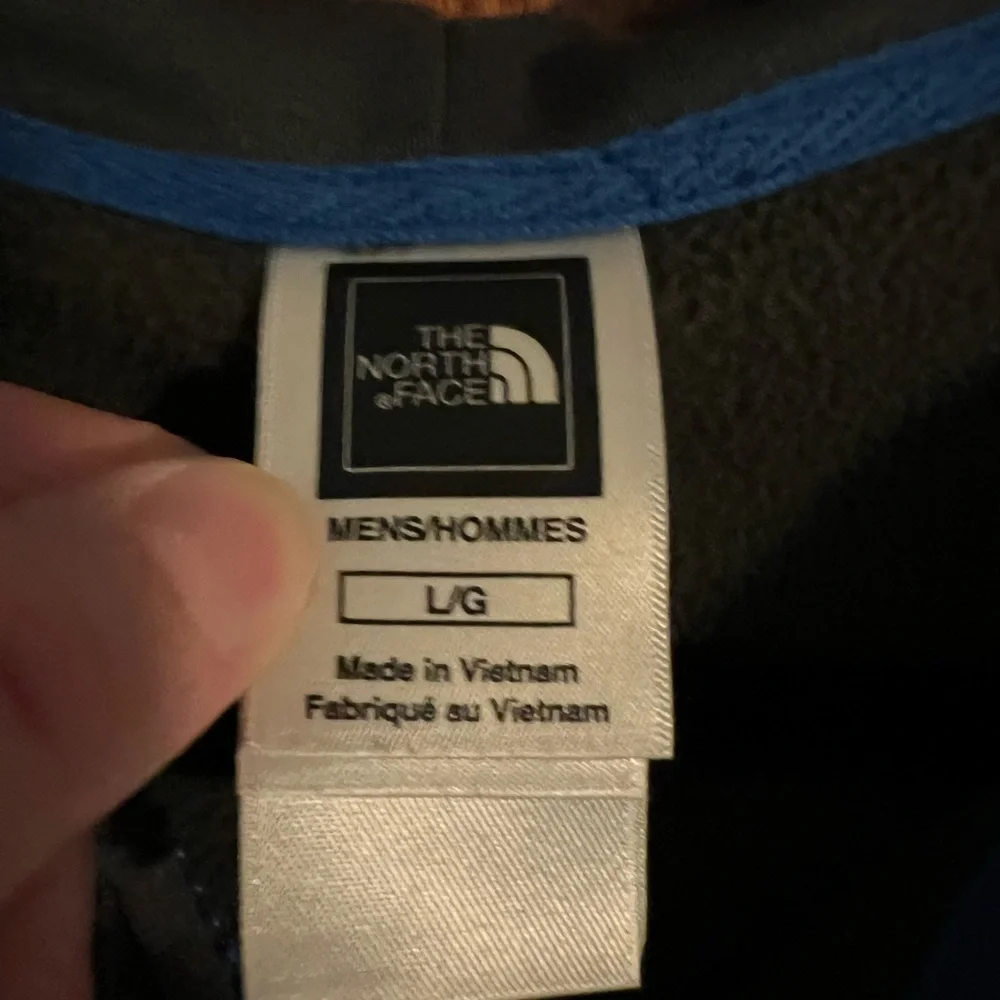 The North‎ Face Gray, Black and Blue Zip-Up Hoodie